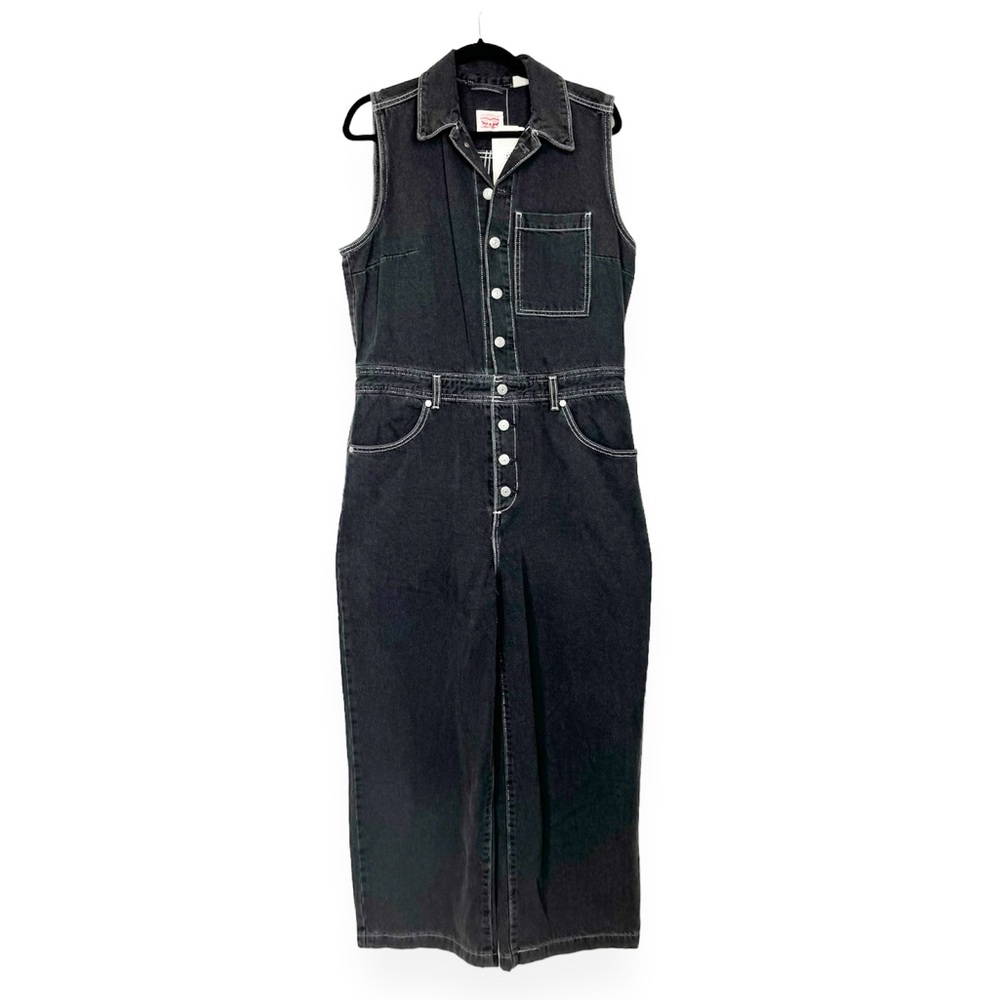 Levi’s Jumpsuit Sleeveless Button Front Wide Leg Cropped NEW